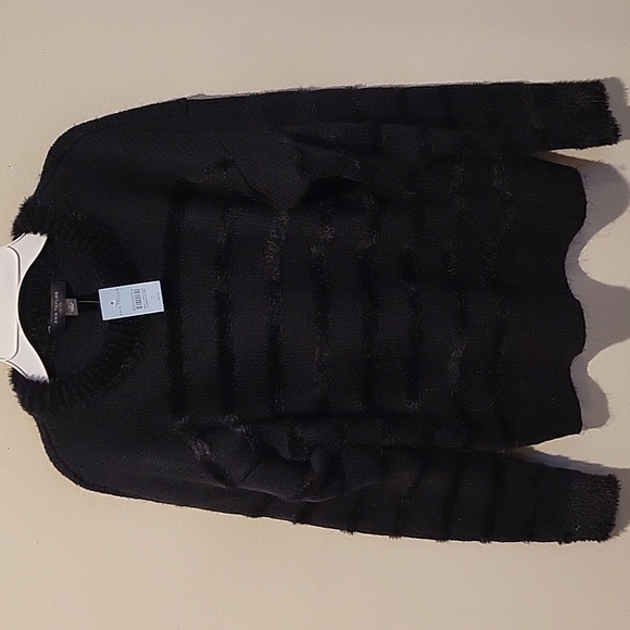 ❤️ NWT! ANN TAYLOR FUZZY STRIPE WOOL BLEND CREW NECK SWEATER, SP (SMALL PETITE) - Picture 1 of 6